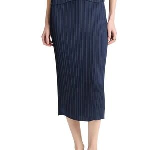Vince‎ Womens Blue Pleated Straight Pull-On Midi Skirt - Size Small